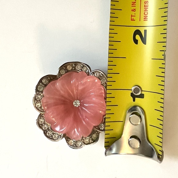 KJL Kenneth Jay Lane Avon Pink Perfect Pansy Clip on Earrings Rhinestone Vtg - Picture 8 of 8